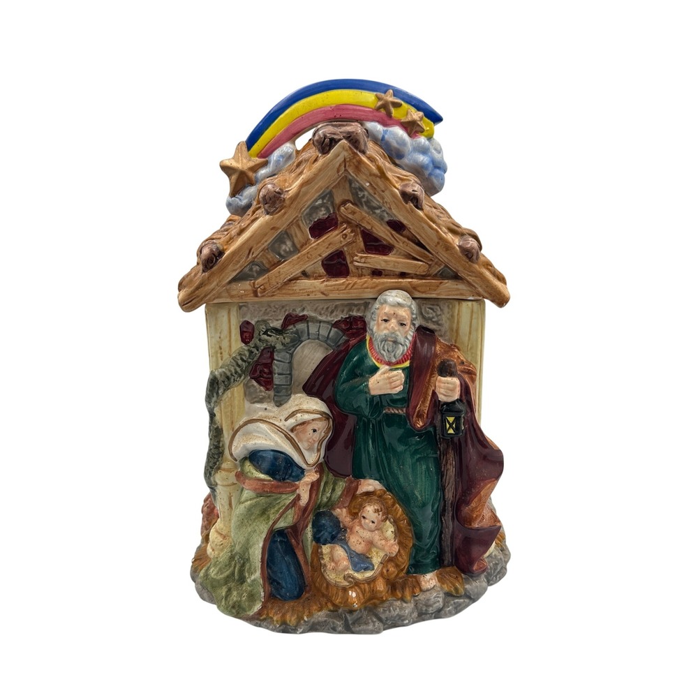 Vintage Mercuries China Nativity Scene Cookie Jar Holy Family Religious Decor